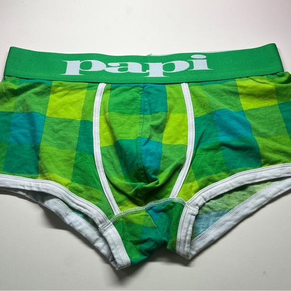 Papi Green Plaid Boxer Briefs for Men - Picture 1 of 1